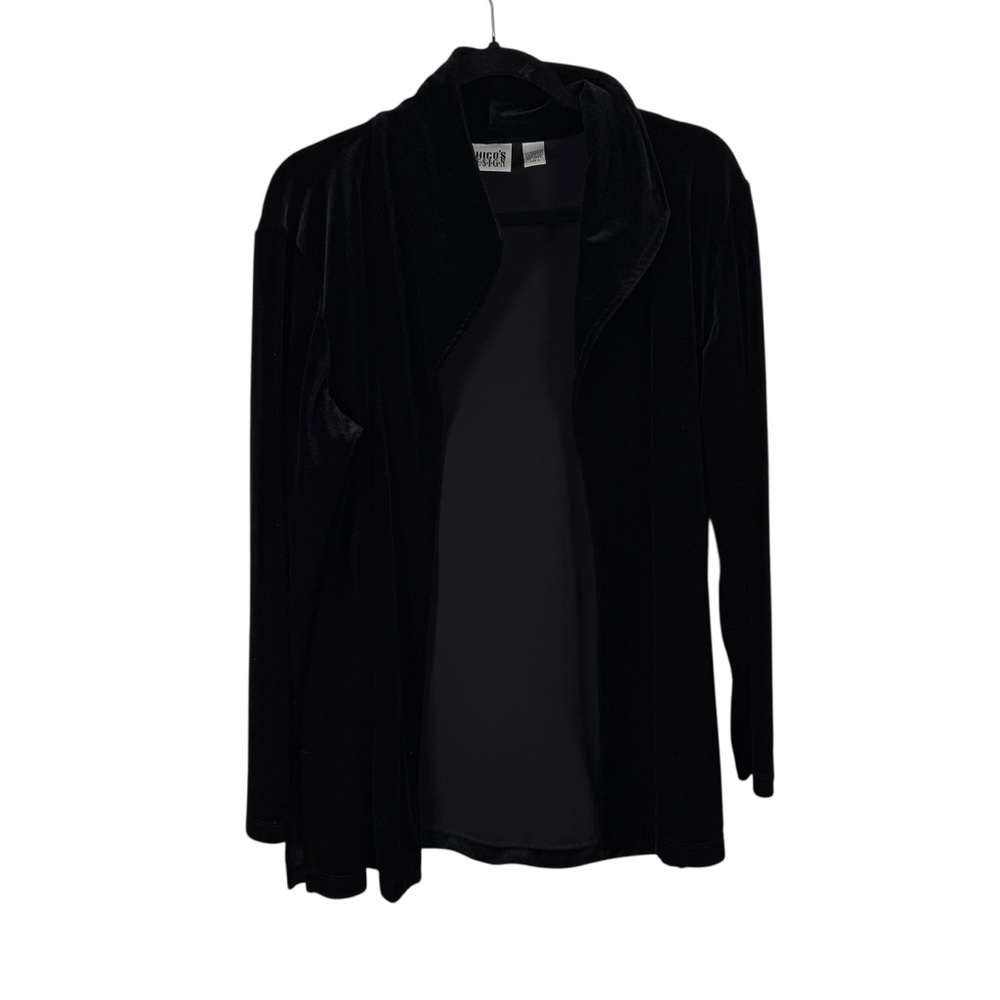 Chicos Black Velvet Open Front Cardigan Witchy Whimsigoth Fairy Womens 3 US XL